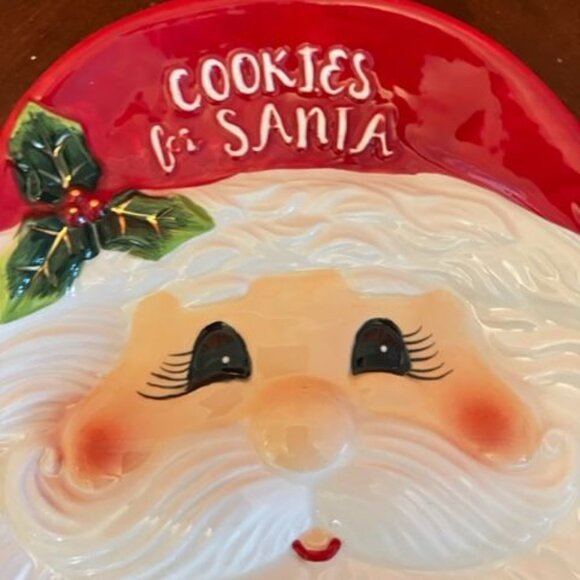 Boston International Santa Claus Ceramic Cookie Plate 10" Holiday Decor - Picture 2 of 6